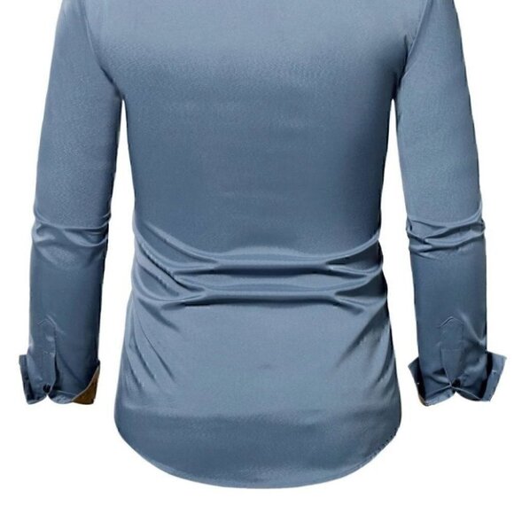 Grey Mens Button Up Tee Shirt - Picture 4 of 7